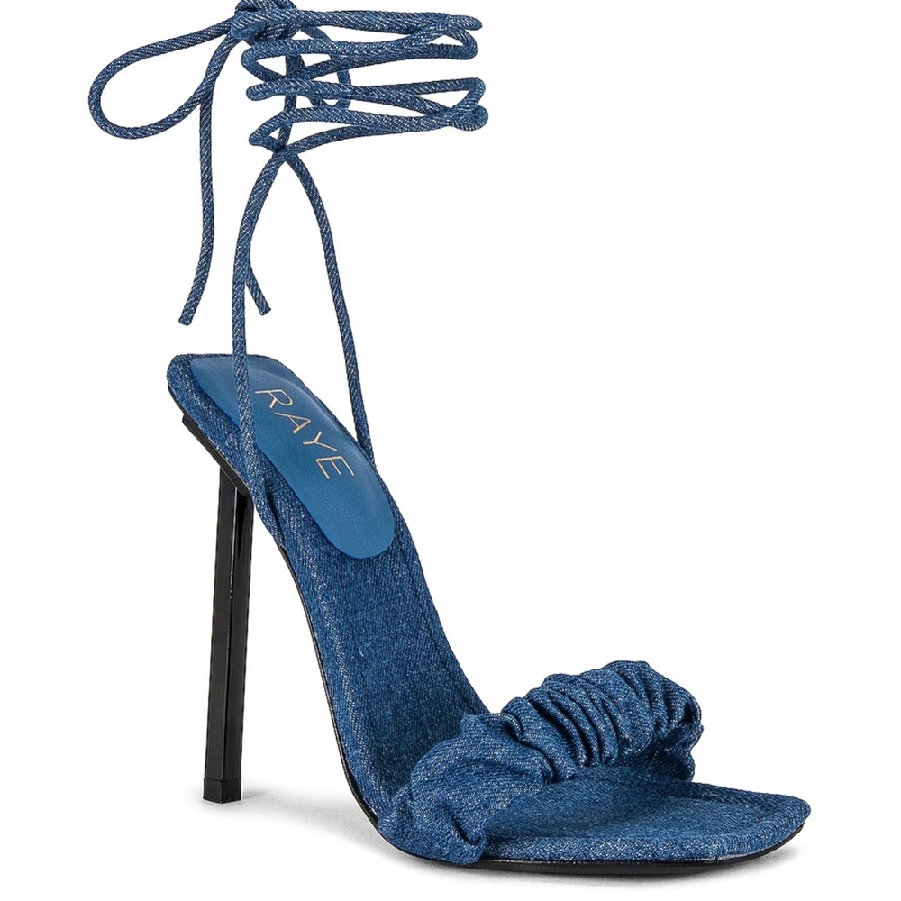 Scrunchie Heel in Indigo Blue
RAYE denim heels